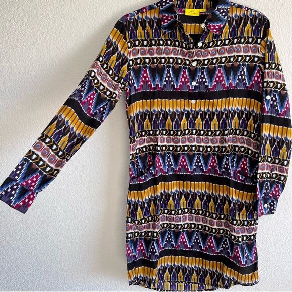 Roller Rabbit Ikat Print Long Sleeve Shirt Dress - Picture 5 of 12